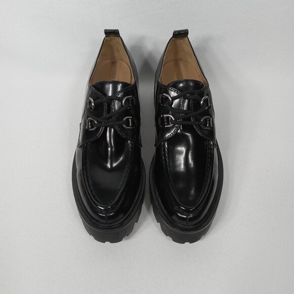 SAM EDELMAN 'Monna' Black Lug Sole Lace-up Oxford Womens Size 8 - Picture 4 of 15